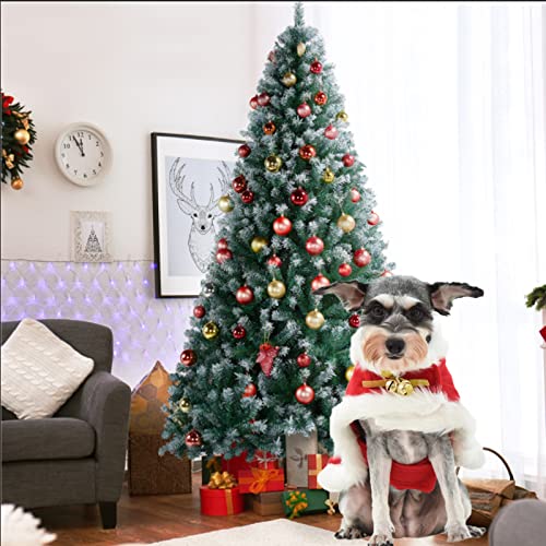 Christmas Dog Costume, Dog Christmas Snowflakes Cape Costume with Christmas Bells Winter Pet Cape New Year Dog Cloak Clothes Thick Funny Pet Costume Accessory for Christmas Decoration