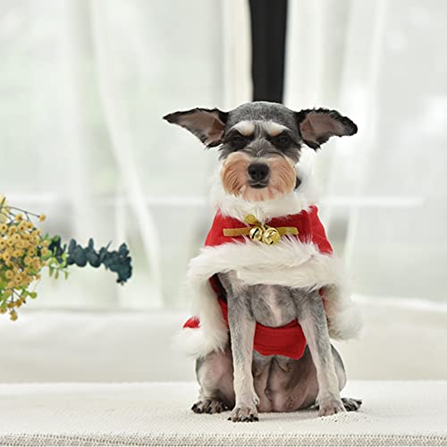 Christmas Dog Costume, Dog Christmas Snowflakes Cape Costume with Christmas Bells Winter Pet Cape New Year Dog Cloak Clothes Thick Funny Pet Costume Accessory for Christmas Decoration