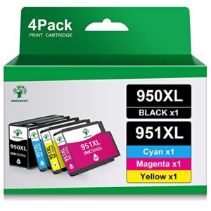950xl 951xl high yield remanufactured ink cartridges 4 combo pack replacement for hp officejet pro 8600 8610 8620 8100 8630 8660 8640 8615 8625 276dw 251dw printer (black, cyan, magenta, yellow)