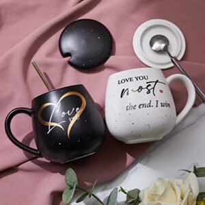 AW BRIDAL Novelty Coffee Mugs Set of 2, 12 OZ| Ceramic Engagement Gifts For Couples Newly Engaged Unique, Bachelorette Bridal Wedding Shower Gift For Bride Housewarming Gift Ideas Coffee Gifts Set