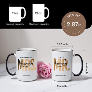 AW BRIDAL Mr and Mrs Gifts 12 OZ Ceramic Mug Set of 2, Novelty Coffee Mugs | Bachelorette Bridal Shower Gift For Bride, Engagement Newlywed Anniversary Honeymoon Wedding Gifts for Couple Unique 2023