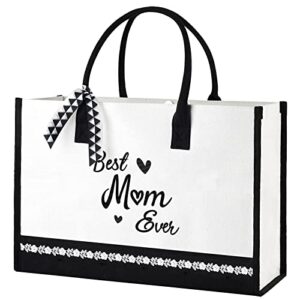 glorieroo gorgeous christmas gifts, lovely lace canvas tote bag mom gifts, embroidery gifts for mom, gifts for wife, great for birthday, valentines day, anniversary, mothers day gifts_best mom ever