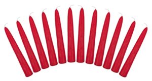6" unscented taper candles box of 12 candles including the booklet candle factoids trivia & safety guidelines made in the usa (red)