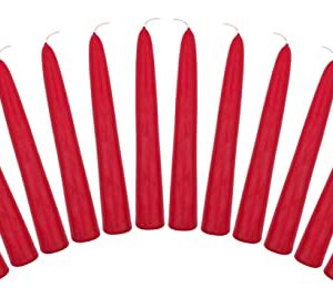 6" Unscented Taper Candles Box of 12 Candles Including The Booklet Candle Factoids Trivia & Safety Guidelines Made in The USA (Red)