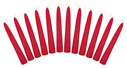 6" Unscented Taper Candles Box of 12 Candles Including The Booklet Candle Factoids Trivia & Safety Guidelines Made in The USA (Red)