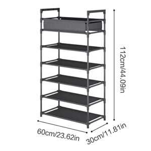 Laiensia 6-Tier Stackable Shoe Rack,turdy Shoe Shelf, Expandable & Adjustable Fabric Non-Woven Fabric Shoe Shelf with Storage Organizer, Black