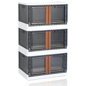 luseba storage bins with lids 3 pack - collapsible plastic storage