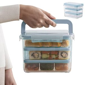 amokk lunch containers for adults with lids portable bento lunch box large capacity salad container for lunch bpa free (blue)