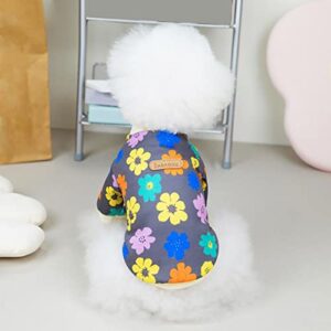 winter clothes fashion pet autumn and winter teddy small dog color flower pattern open button sweater knot sweater for dog