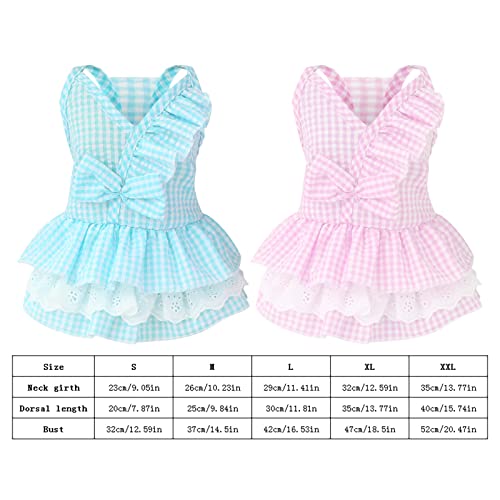 Small Dog Female Shirts Cotton Dress Spring and Summer Clothes Spring Cute Pet Supplies Cotton Peach Dress Bow Skirt Dog Apparel Medium Girl