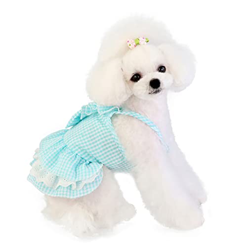 Small Dog Female Shirts Cotton Dress Spring and Summer Clothes Spring Cute Pet Supplies Cotton Peach Dress Bow Skirt Dog Apparel Medium Girl