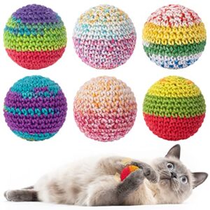 retro shaw cat toys balls, woolen yarn cat ball toy with bell inside, cat toys for indoor cats, interactive cat chew toys for kitty kitten, 6 pack