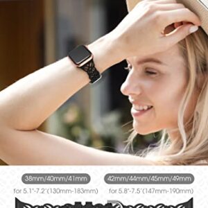 Wearlizer Thin Floral Lace Cutout Band Compatible with Apple Watch 38mm 40mm 41mm Stylish Women Silicone Sport Band Cute Feminine Hollow-Out Replacement Straps for iWatch SE Series 8/7/6/5/4/3/2/1