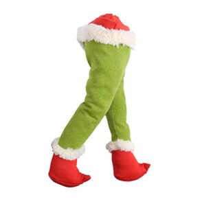 christmas elf body tree decorations green elf arms leg for tree ornament stole christmas elf stuffed leg stuck tree topper pose-able plush legs for garland ornaments (leg, one size)