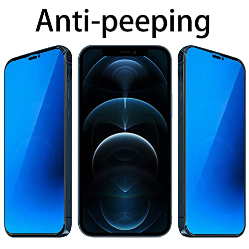 BWEDXEZ 2 Pack Anti-Blue Privacy Tempered Glass Suit for iPhone 12 Pro Max Mirror Anti-Spy Screen Protector Anti-Peeping Film Electroplated 9H Hardness Anti-scratch 6.7 inch (Blue)