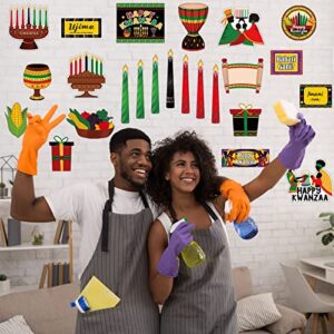 25 Pcs Kwanzaa Ornaments Classroom Bulletin Border Decoration Happy Kwanzaa Cutouts with Adhesive Dot African Heritage Holiday Kwanzaa Decorations for African Party Home Classroom Office Decorations