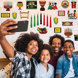 25 Pcs Kwanzaa Ornaments Classroom Bulletin Border Decoration Happy Kwanzaa Cutouts with Adhesive Dot African Heritage Holiday Kwanzaa Decorations for African Party Home Classroom Office Decorations