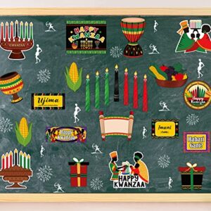 25 Pcs Kwanzaa Ornaments Classroom Bulletin Border Decoration Happy Kwanzaa Cutouts with Adhesive Dot African Heritage Holiday Kwanzaa Decorations for African Party Home Classroom Office Decorations