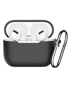 stoneplum airpods pro case cover,full protective silicone with keychain accessories for women men with new apple airpods pro case(black)