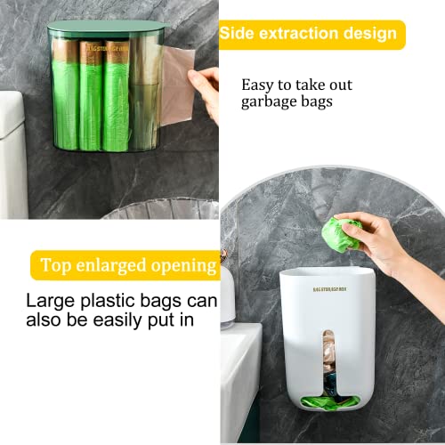 PoerNica Plastic Bag Holder Roll of Trash Bag Organizer 2 in 1 Wall Mount Garbage Bag Dispenser for Home & Kitchen Trash Bag Organization