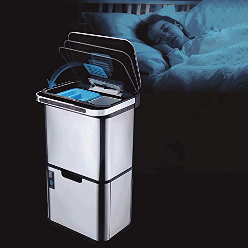 LXXSH Garbage Sorting Trash Can Household Smart Trash Can with Lid Stainless Steel Kitchen Motion Induction Trash Can Trash Can for Bedroom (Size : 9l)