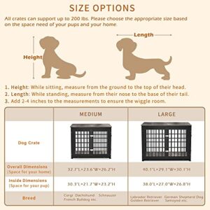 rehomerance Heavy Duty Dog Crate Furniture for Large and Medium Dogs, Decorative Pet House End Table, Wooden Cage Kennel Furniture Indoor, Gray