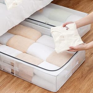 eYourlife2012 2 Packs Under Bed Dormitory Quilt Clothes Storage Box Organizer Transparent Flat Stackable Foldable Visible PVC Mesh with Steel Frame Storage Boxes Organizers