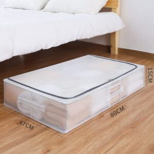 eYourlife2012 2 Packs Under Bed Dormitory Quilt Clothes Storage Box Organizer Transparent Flat Stackable Foldable Visible PVC Mesh with Steel Frame Storage Boxes Organizers
