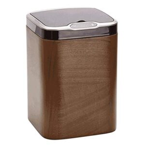 lxxsh creative smart induction trash can 14l automatic trash can with lid square solid wood trash can, perfect for bedroom living room office trash can for bedroom