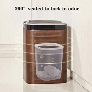 LXXSH Creative Smart Induction Trash Can 14L Automatic Trash Can with Lid Square Solid Wood Trash Can, Perfect for Bedroom Living Room Office Trash can for Bedroom