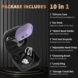 YIPINJIA AirPods Pro 2 Case, [10 in 1]AirPods Pro 2nd Generation 2022 Accessories Set Kit, Soft Silicone Shockproof Protective Cover with Different Earbuds Accessories for New Apple Airpods Pro-Purple