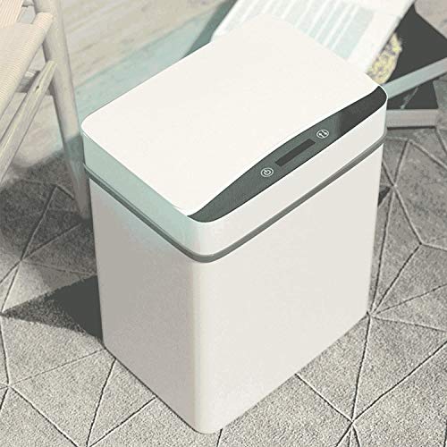 LXXSH 15L Household Trash Can with Lid Living Room Bedroom Induction Trash Can Rectangular Electric Trash Can,Powered by 4AA Batteries (not Included) (Size : A)