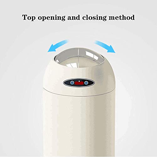 LXXSH Household Rechargeable Trash Can Smart Induction Trash Can Round Touchless Metal Trash Can with Two-Way Opening and Closing Trash Can for Bedroom (Color : B, Size : 12l)