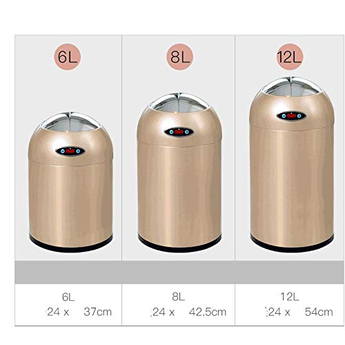 LXXSH Household Rechargeable Trash Can Smart Induction Trash Can Round Touchless Metal Trash Can with Two-Way Opening and Closing Trash Can for Bedroom (Color : B, Size : 12l)