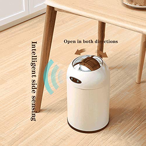 LXXSH Household Rechargeable Trash Can Smart Induction Trash Can Round Touchless Metal Trash Can with Two-Way Opening and Closing Trash Can for Bedroom (Color : B, Size : 12l)