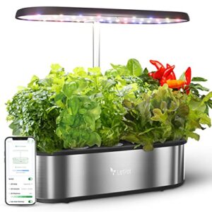 letpot lph-se hydroponics growing system, 12 pods smart herb garden kit indoor, indoor garden, app & wifi controlled, with 24w growing led, 5.5l water tank, pump system, automatic timer