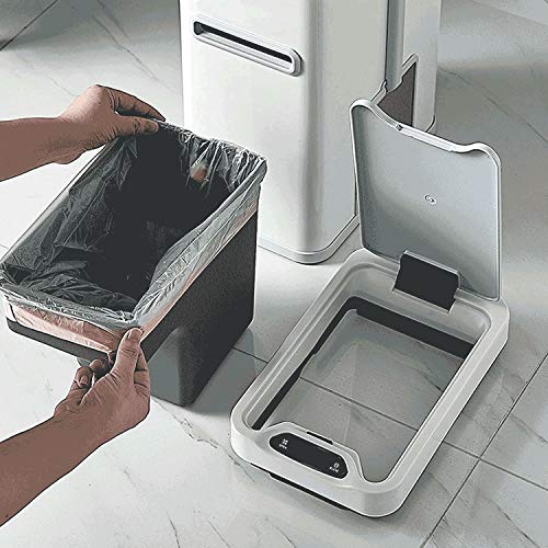 LXXSH Household Smart Induction Trash Can with Lid 7L Bathroom Trash Can with Toilet Brush and Tissue Box Stainless Steel Automatic Trash Can (Size : C)