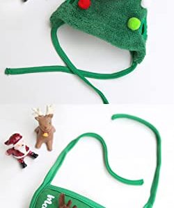 Christmas Costume for Dogs 2 Pcs Hat & Bib Set Pet Winter Warm Clothes for Small Dogs Cats Santa Cap Xmas Gift for Dogs (Small, Green)