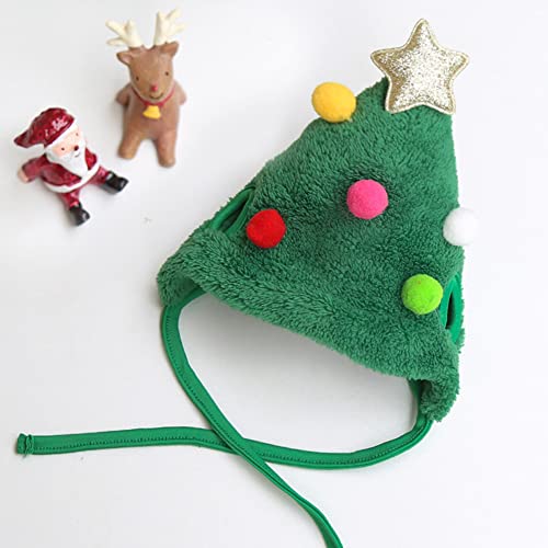 Christmas Costume for Dogs 2 Pcs Hat & Bib Set Pet Winter Warm Clothes for Small Dogs Cats Santa Cap Xmas Gift for Dogs (Small, Green)