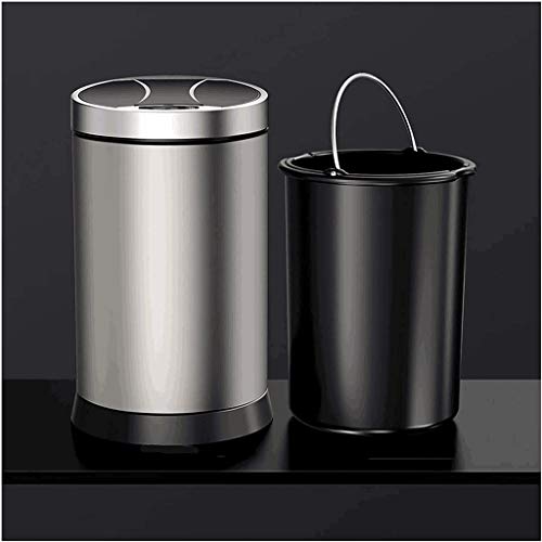 LXXSH Smart Induction Trash Can Household Waterproof Trash Can with Lid for Kitchen and Bathroom Stainless Steel Living Room Automatic Touchless Trash Can (Size : 8L)