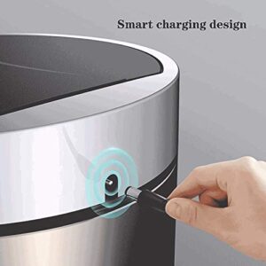 LXXSH Smart Induction Trash Can Household Waterproof Trash Can with Lid for Kitchen and Bathroom Stainless Steel Living Room Automatic Touchless Trash Can (Size : 8L)