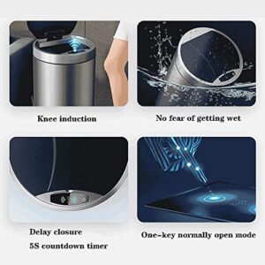 LXXSH Smart Induction Trash Can Household Waterproof Trash Can with Lid for Kitchen and Bathroom Stainless Steel Living Room Automatic Touchless Trash Can (Size : 8L)