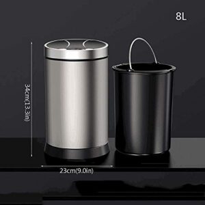 LXXSH Smart Induction Trash Can Household Waterproof Trash Can with Lid for Kitchen and Bathroom Stainless Steel Living Room Automatic Touchless Trash Can (Size : 8L)