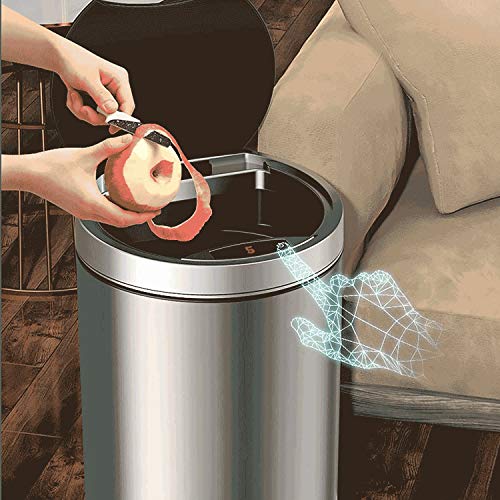 LXXSH Smart Induction Trash Can Household Waterproof Trash Can with Lid for Kitchen and Bathroom Stainless Steel Living Room Automatic Touchless Trash Can (Size : 8L)