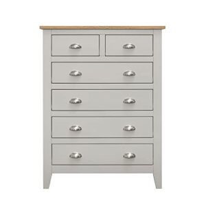 Knocbel Classic 6-Drawer Chest for Bedroom, Living Room Nursery Room Bedroom Dresser Storage Chest of Drawers (Gray and Oak Chest)