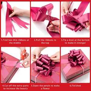 12PCS Pull Bows For Gift Wrapping 6 Inch Christmas Bows For Gift Basket Bag Box Wrapping Décor Large Ribbon Bows For Thanksgiving New Year Easter Birthday Valentines Day And Wedding Car Décor 12 Color