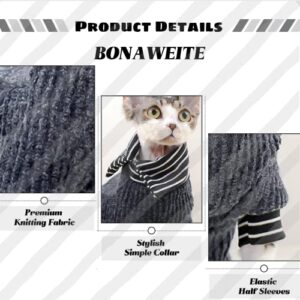 Bonaweite Sphynx Hairless Cat Sweater Turtleneck Cats Clothes Wear Soft Knitted Kitten Pullover Outfits Handsome Cat Apparel Pet Clothing Shirts Jumpsuit for Sphinx, Cornish Rex, Devon Rex, Peterbald