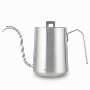 easyworkz gooseneck pour over coffee kettle 20 oz stainless steel hand drip coffee pot with long narrow spout, brushed silver