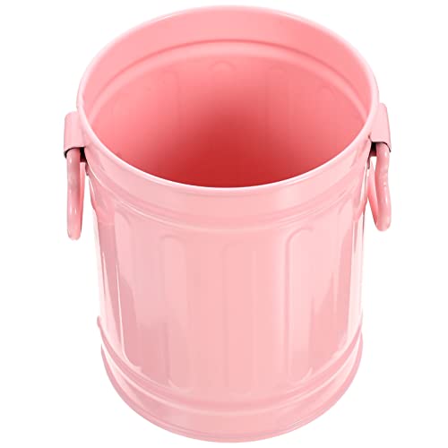 Cabilock Farmhouse Basket Vintage Cans Flowerpot Practical Handles Decorative Holder Galvanized Waste Pink Desk Pen Multi-Functional Multi-Function Bin Office Kitchen Cup with Planter Lid