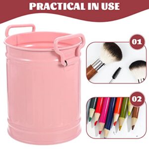 Cabilock Farmhouse Basket Vintage Cans Flowerpot Practical Handles Decorative Holder Galvanized Waste Pink Desk Pen Multi-Functional Multi-Function Bin Office Kitchen Cup with Planter Lid